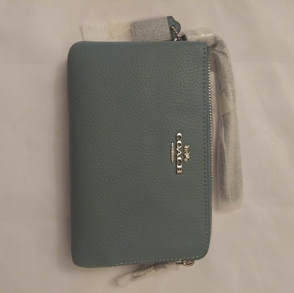 Coach wallet double zip "light blue"
